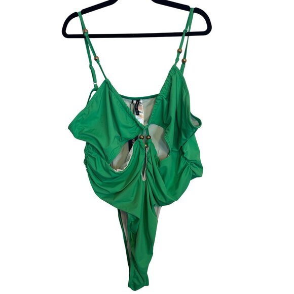 2/$30 NWT PrettyLittleThing Plus Size 24 - 4X Green One-Piece Swimsuit - Picture 6 of 16